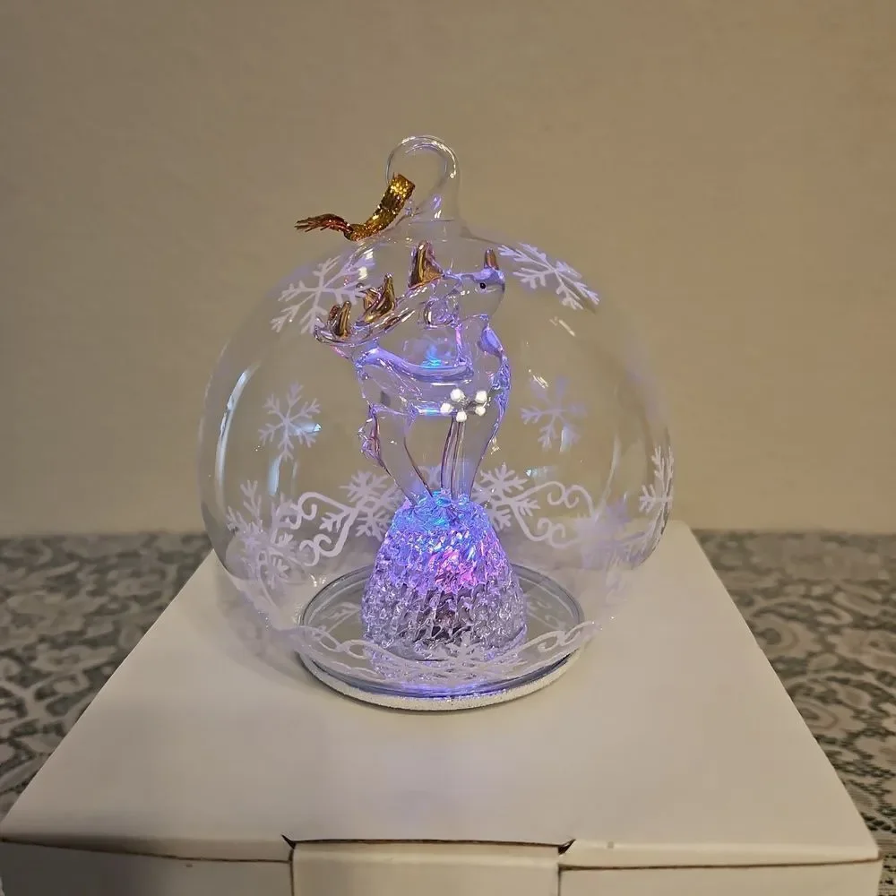 Vintage Soreele LED Lighted Glass Raindeer Globe